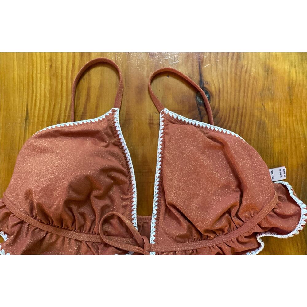 Victorias Secret Tan Shimmer Glitter Two Piece Swimsuit XXL Top M Bottom - Picture 3 of 11